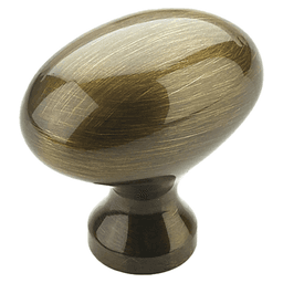 1-3/8" Traditional Oval Cabinet Knob, Antique Brass Main - Image