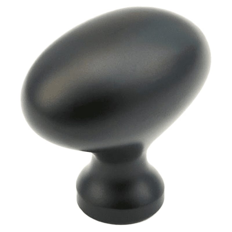 1-3/8" Traditional Oval Cabinet Knob, Flat Black Main - Image