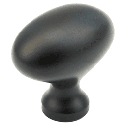 1-3/8" Traditional Oval Cabinet Knob, Flat Black Main - Image