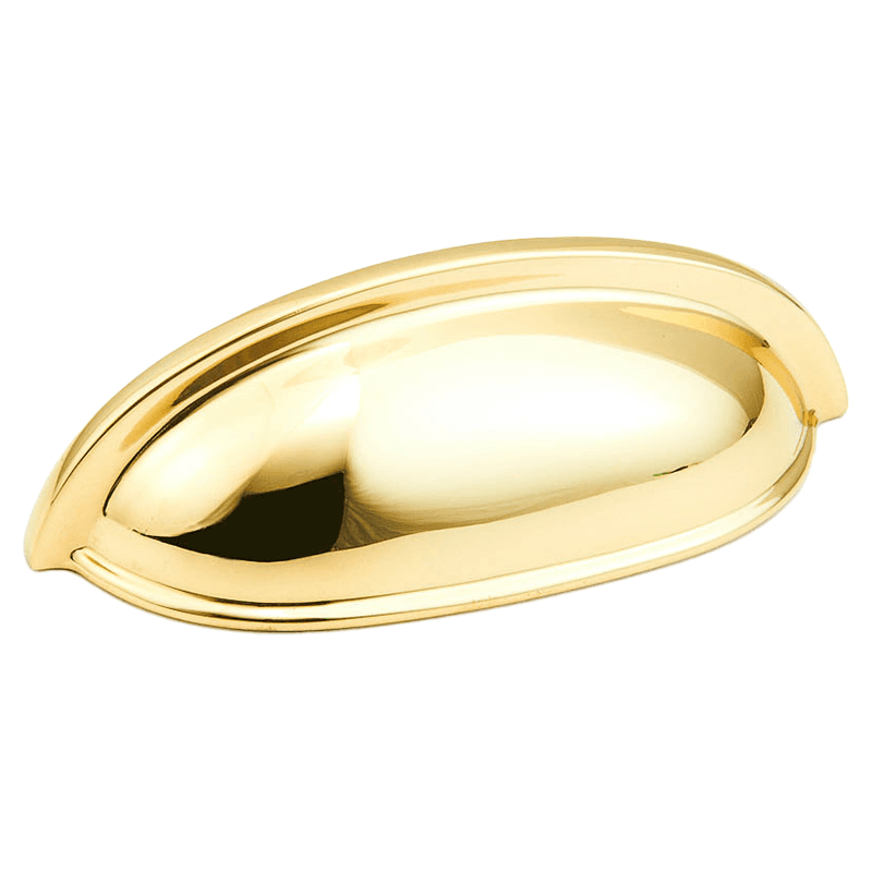 3" Traditional Small Cup Pull, Polished Brass Main - Image