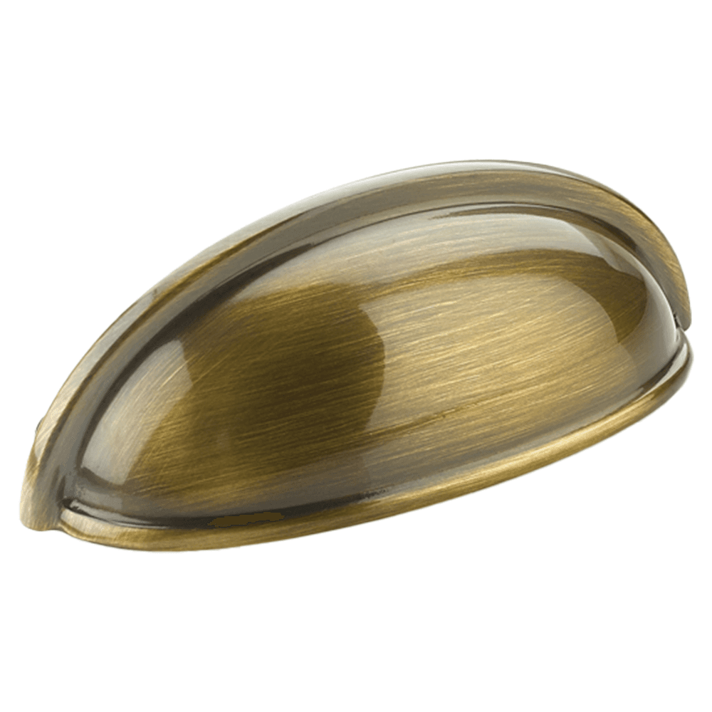 3" Traditional Small Cup Pull, Antique Brass Main - Image