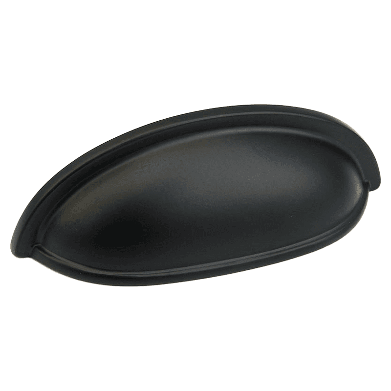 3" Traditional Small Cup Pull, Flat Black Main - Image