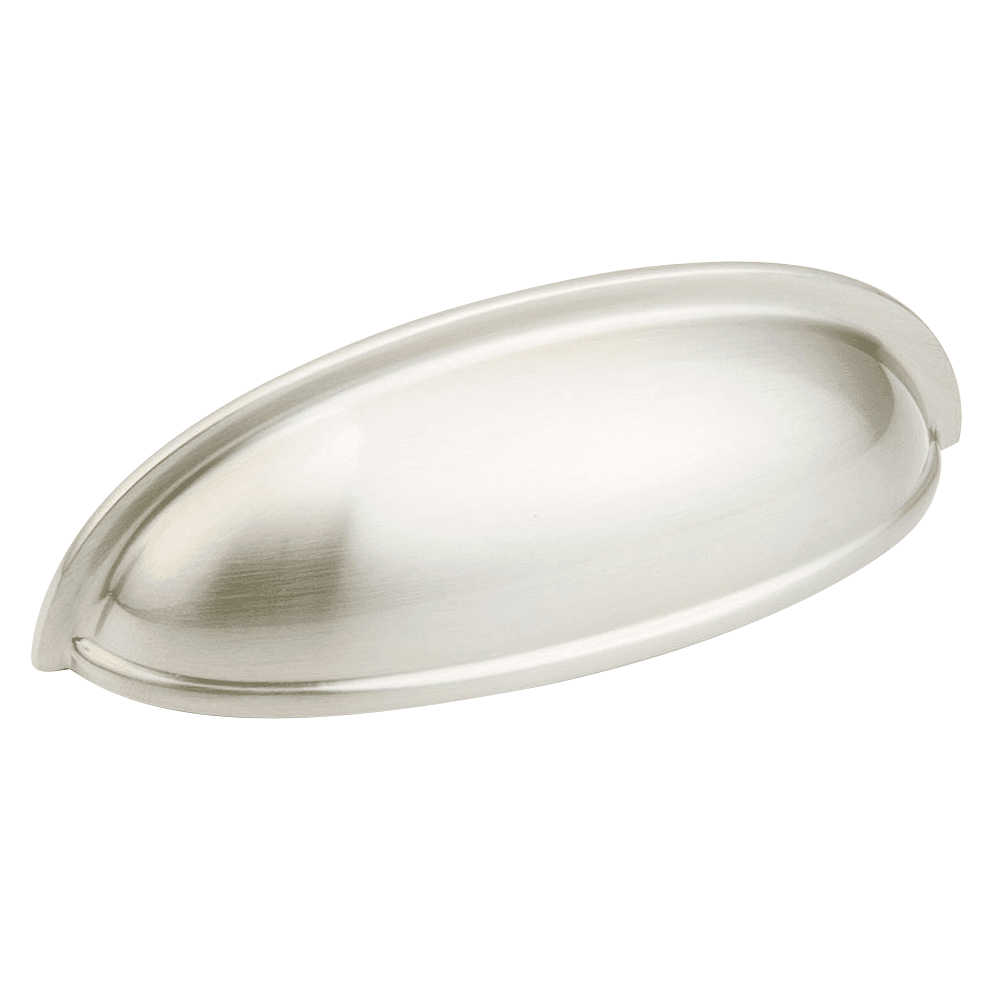 Satin Nickel Cup Pull with Traditional Design by Schaub & Co