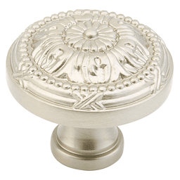 Schaub & Co 1-1/2" Versaille Round Knob in Satin Nickel - Front View