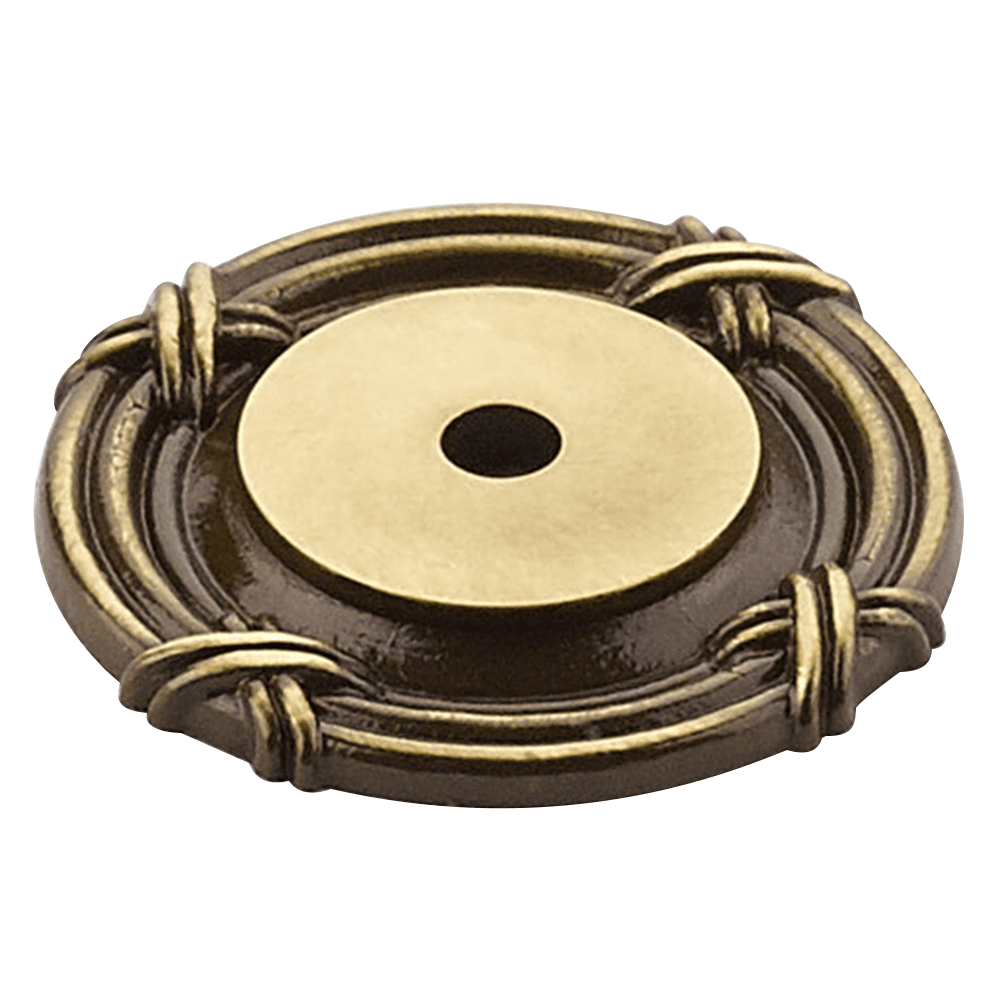 Close-up of Schaub & Co 1-1/2" Versaille Backplate Knob in Antique Light Polish - Image 2