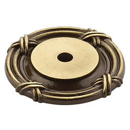 Close-up of Schaub & Co 1-1/2" Versaille Backplate Knob in Antique Light Polish - Image 2