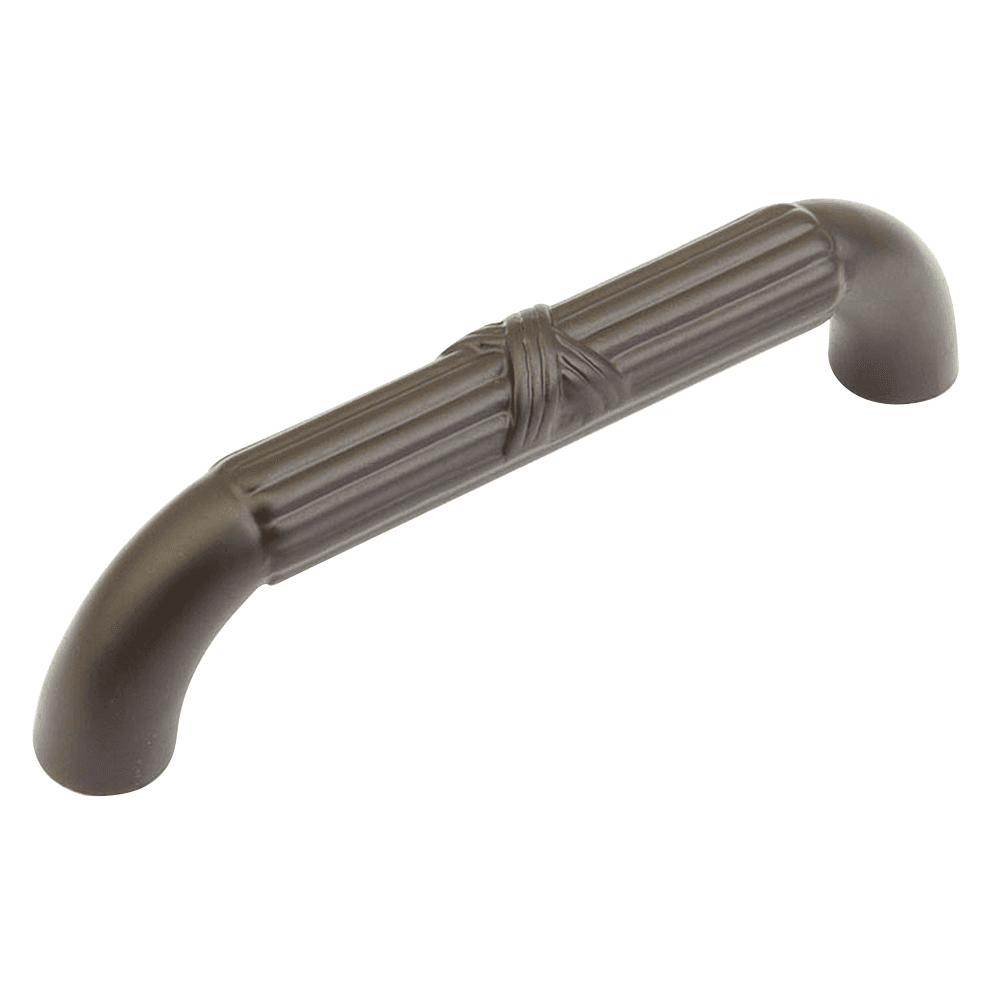 Oil-Rubbed Bronze Schaub & Co 96mm Versailles Handle Pull on White Cabinet