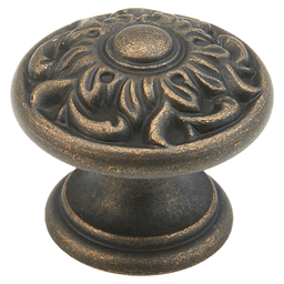 1-3/8" Corinthian Round Cabinet Knob, Ancient Bronze Main - Image