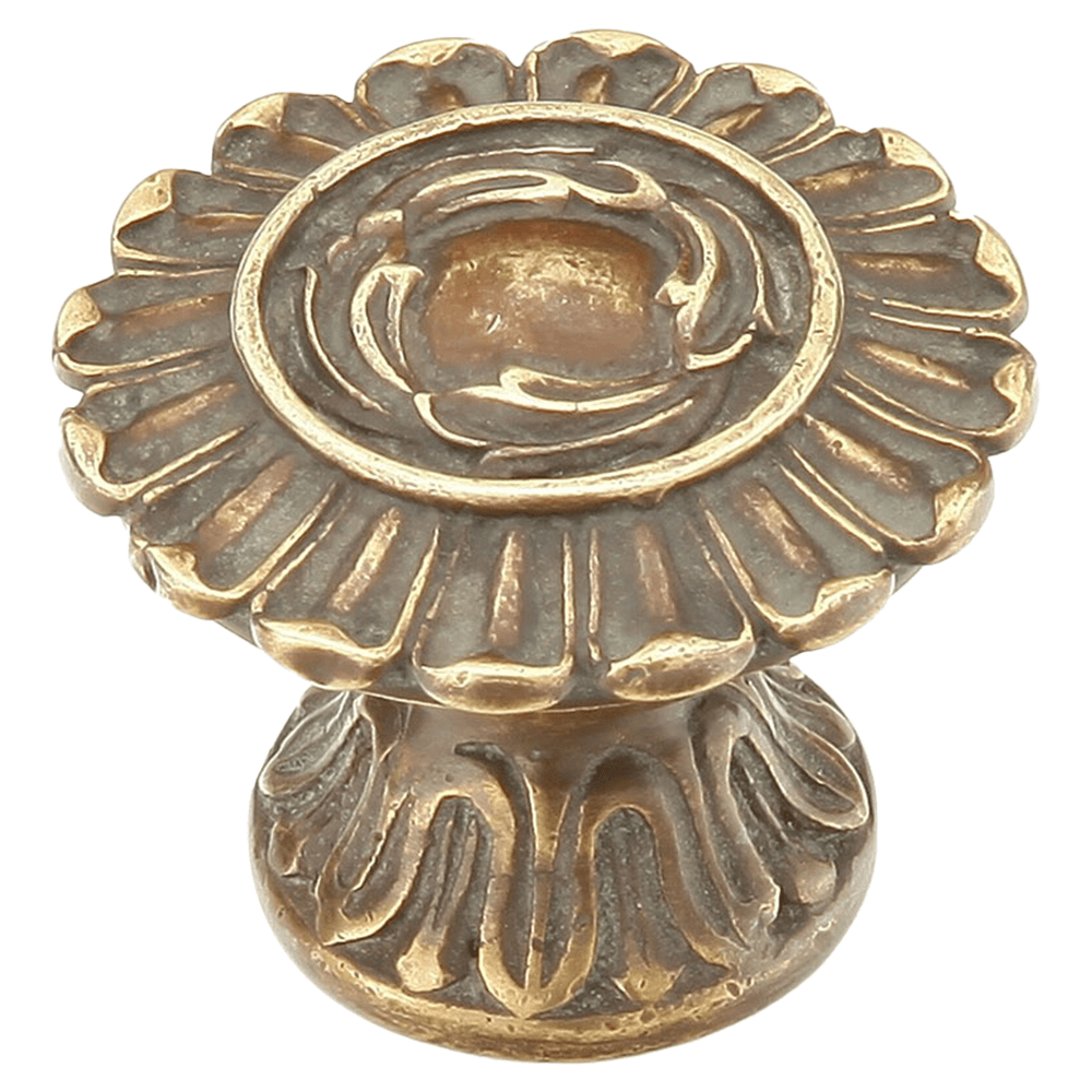 1-1/4" French Court Round Cabinet Knob, Monticello Brass Main - Image