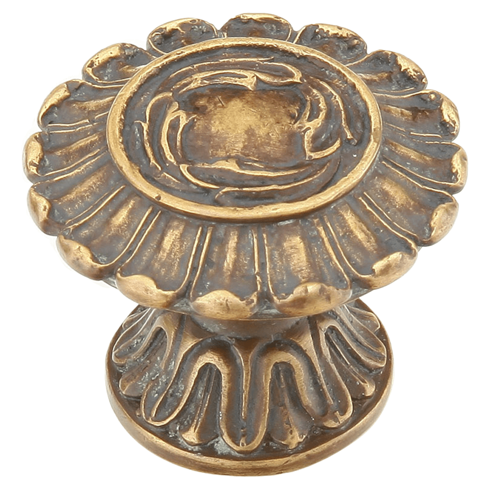 1-1/2" French Court Round Cabinet Knob, Monticello Brass Main - Image