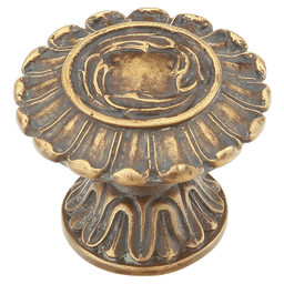 1-1/2" French Court Round Cabinet Knob, Monticello Brass Main - Image