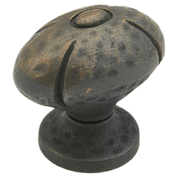 1-1/4" Siena Small Oval Cabinet Knob, Ancient Bronze Main - Image