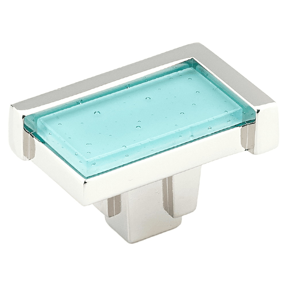 1-3/4" Tallmadge Cabinet Knob, Polished Nickel/Turquoise Glass Main - Image