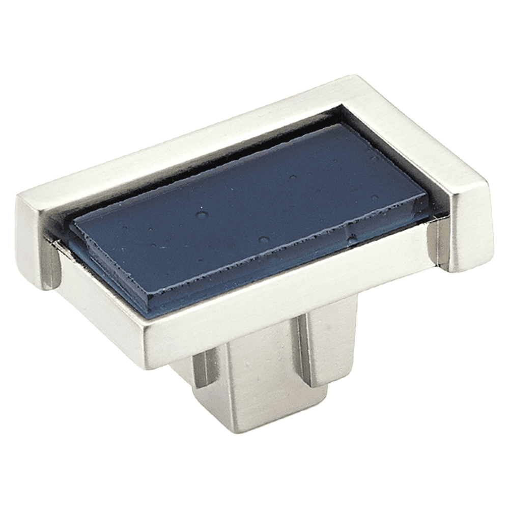 1-3/4" Tallmadge Cabinet Knob, Satin Nickel/Steel Blue Glass Main - Image