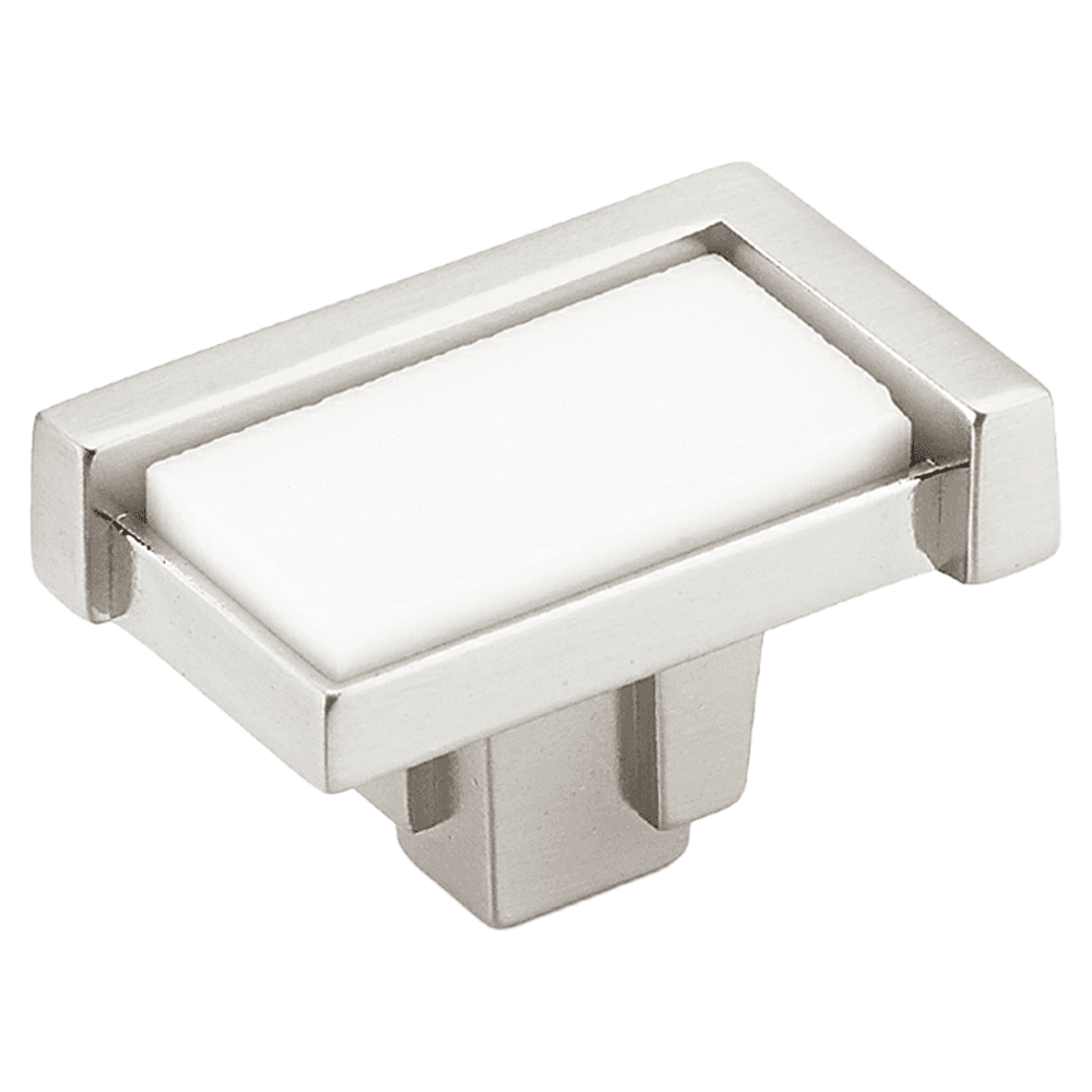 1-3/4" Tallmadge Cabinet Knob, Satin Nickel/White Glass Main - Image