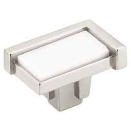 1-3/4" Tallmadge Cabinet Knob, Satin Nickel/White Glass Main - Image