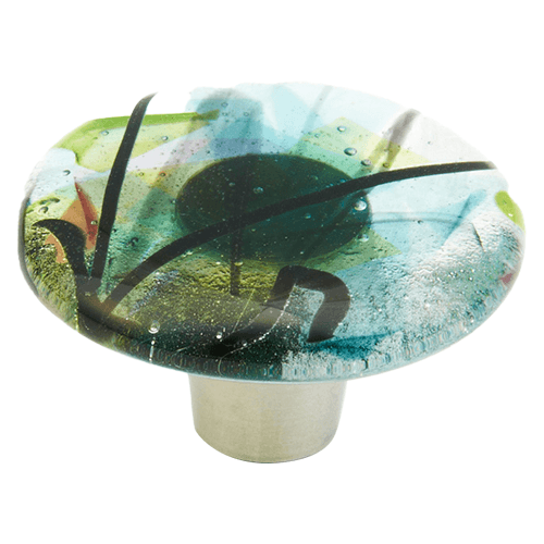 1-1/2" Ice Round Cabinet Knob, Turquoise Confetti Main - Image