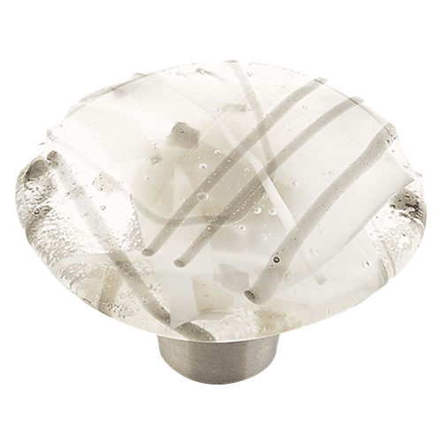 1-1/2" Ice Round Cabinet Knob, White/Grey Confetti Main - Image