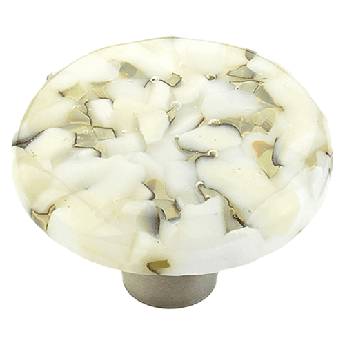 1-1/2" Ice Round Cabinet Knob, White Lace Pebbles Main - Image
