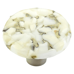 1-1/2" Ice Round Cabinet Knob, White Lace Pebbles Main - Image