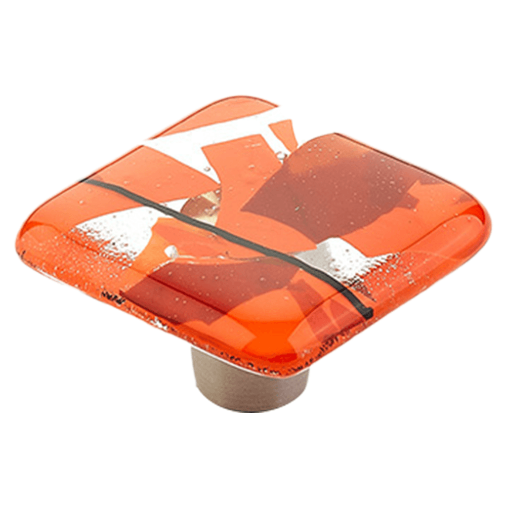 1-1/2" Ice Square Cabinet Knob, Orange Confetti Main - Image