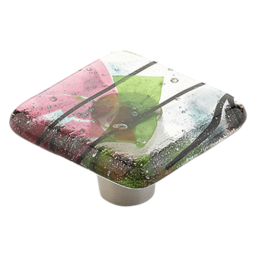 1-1/2" Ice Square Cabinet Knob, Turquoise Confetti Main - Image