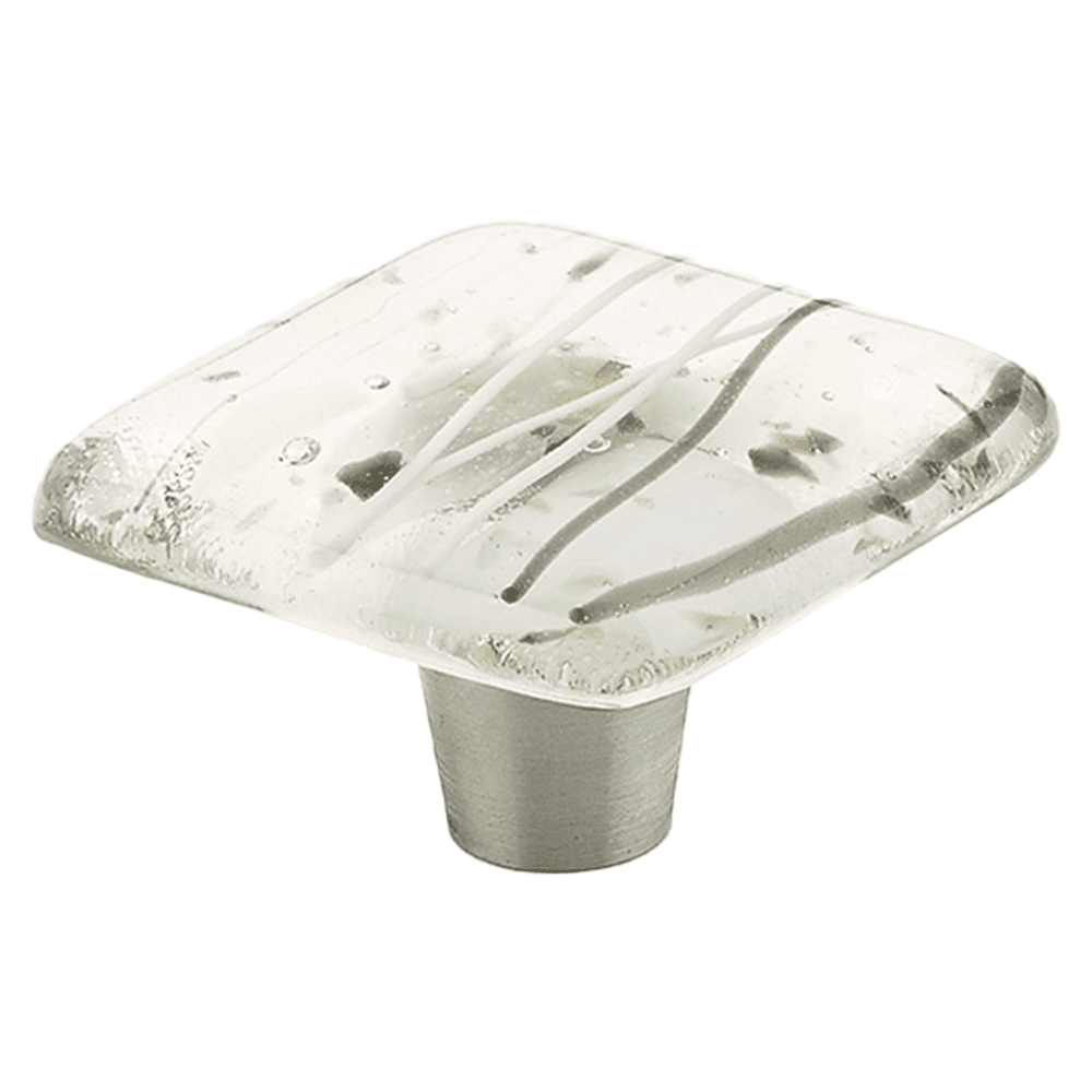 1-1/2" Ice Square Cabinet Knob, White/Grey Confetti Main - Image