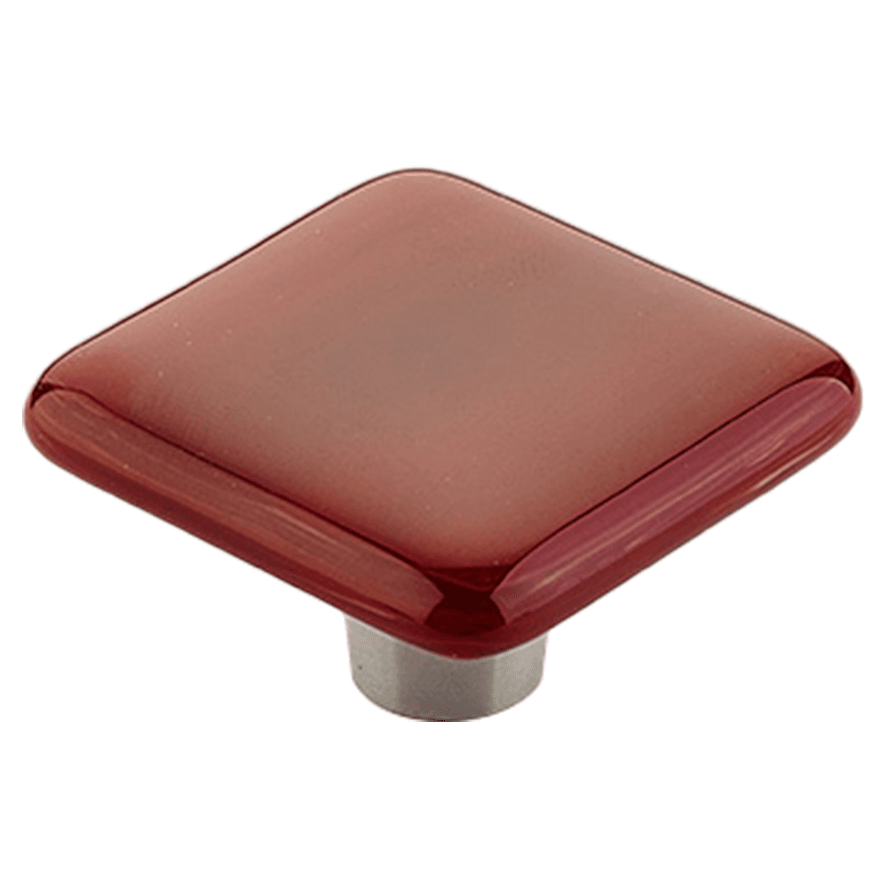1-1/2" Ice Square Cabinet Knob, Scarlet Silk Main - Image