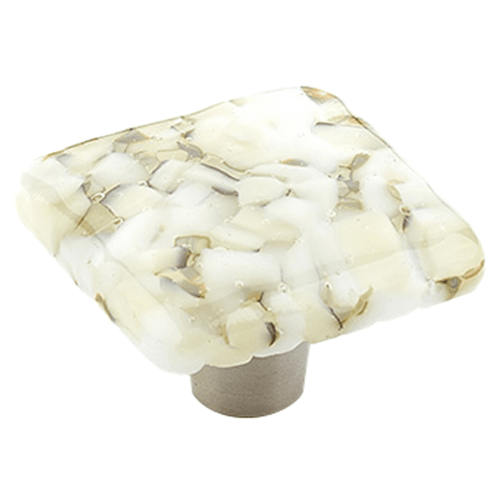 1-1/2" Ice Square Cabinet Knob, White Lace Pebbles Main - Image