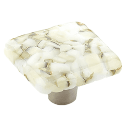 1-1/2" Ice Square Cabinet Knob, White Lace Pebbles Main - Image