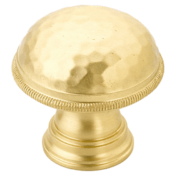 1-1/4" Atherton Hammered Knurled Edge Cabinet Knob, Satin Brass Main - Image