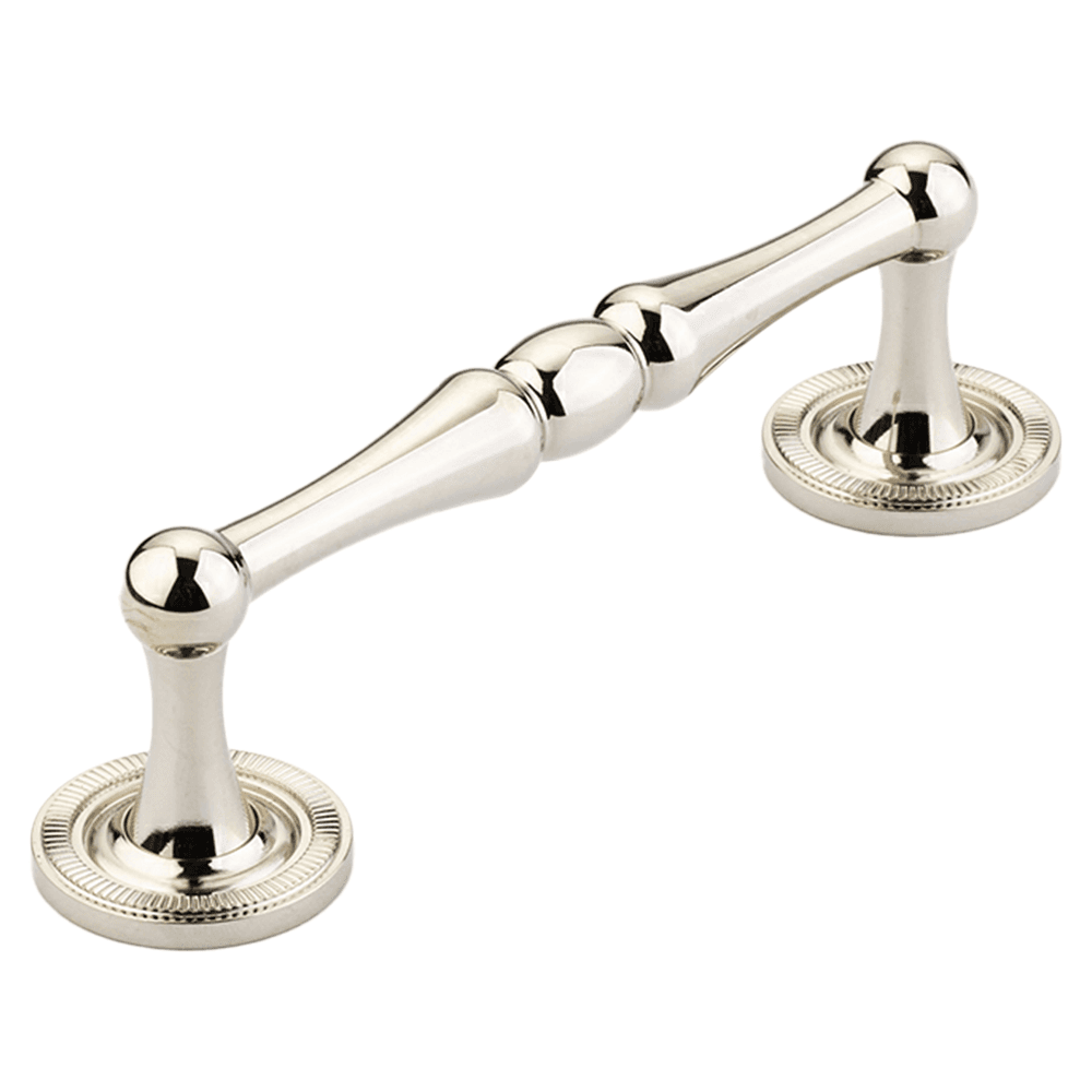 4" Atherton Knurled Footplate Cabinet Pull, Polished Nickel Main - Image