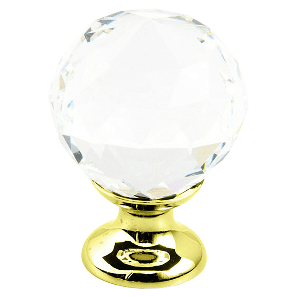 1-1/8" Stargaze Crystal Round Cabinet Knob, Polished Brass Main - Image