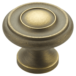 1-1/4" x 7/8" Traditional Round Cabinet Knob, Antique Light Brass Main - Image
