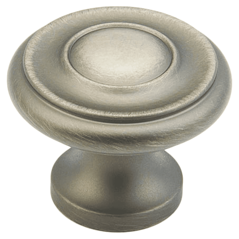 1-1/4" x 7/8" Traditional Round Cabinet Knob, Antique Nickel Main - Image