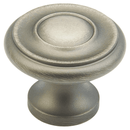 1-1/4" x 7/8" Traditional Round Cabinet Knob, Antique Nickel Main - Image