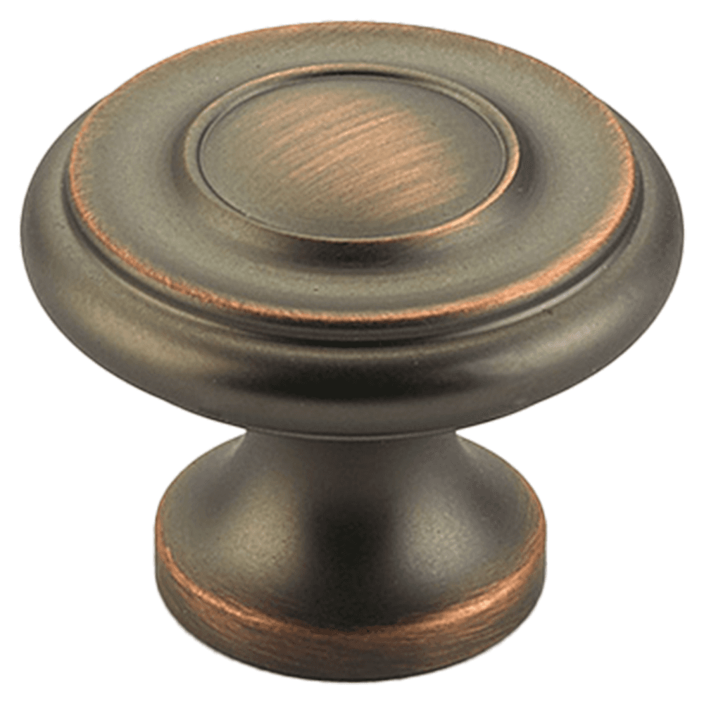 1-1/4" x 7/8" Traditional Round Cabinet Knob, Aurora Bronze Main - Image