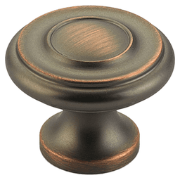 1-1/4" x 7/8" Traditional Round Cabinet Knob, Aurora Bronze Main - Image