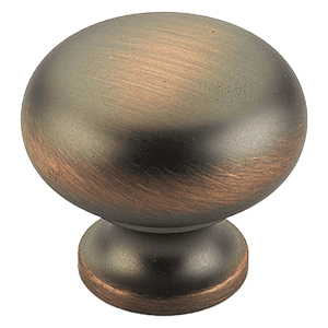 1-1/4" x 1" Traditional Round Cabinet Knob, Aurora Bronze Main - Image