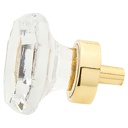 1-1/4" Stargaze Octagonal Clear Cabinet Knob, Polished Brass Main - Image