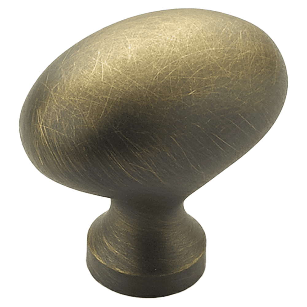 1-3/8" Traditional Oval Cabinet Knob, Antique Light Brass Main - Image