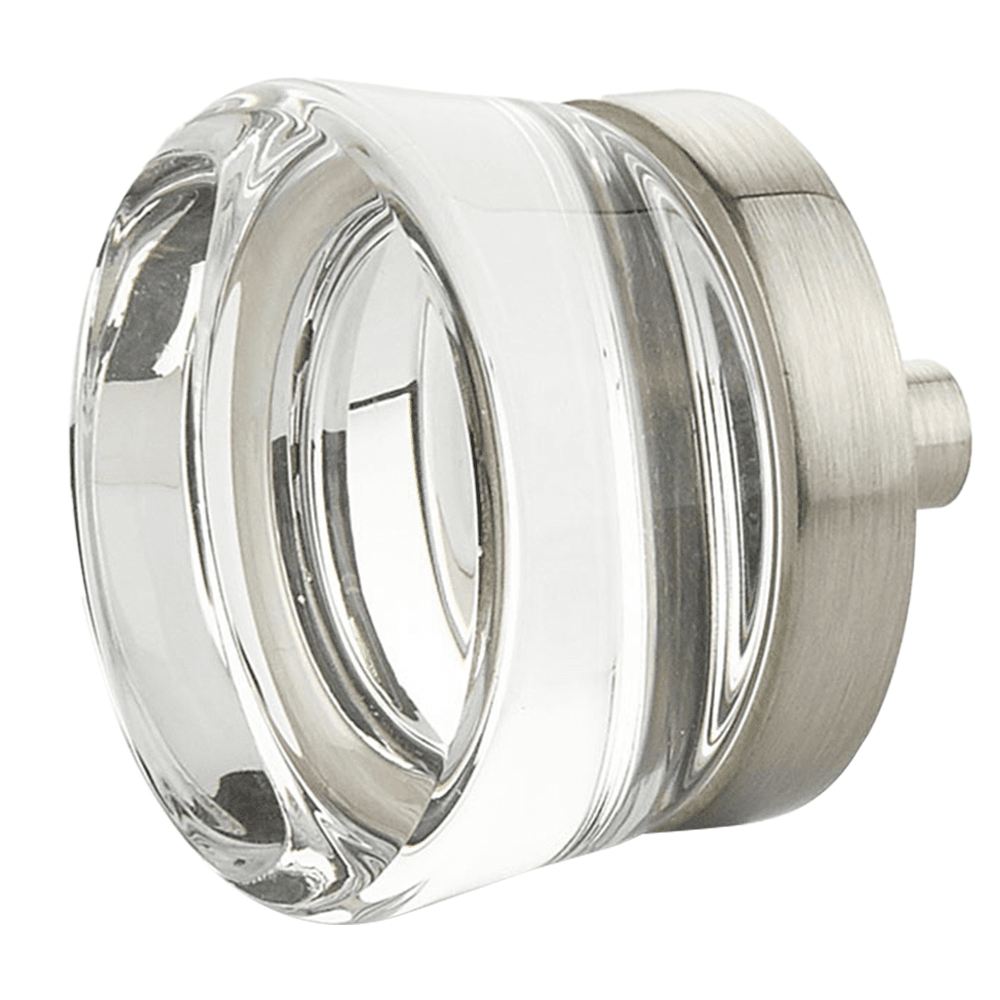 1-3/8" City Lights Flat Disc Glass Cabinet Knob, Satin Nickel Main - Image