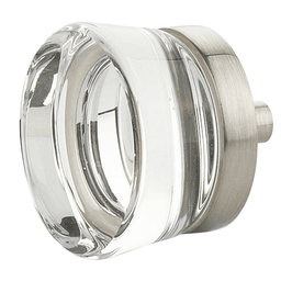 1-3/8" City Lights Flat Disc Glass Cabinet Knob, Satin Nickel Main - Image