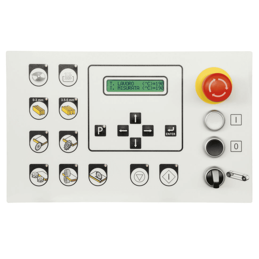 Numeric indicator of selected panel thickness on ME 28T Edgebander