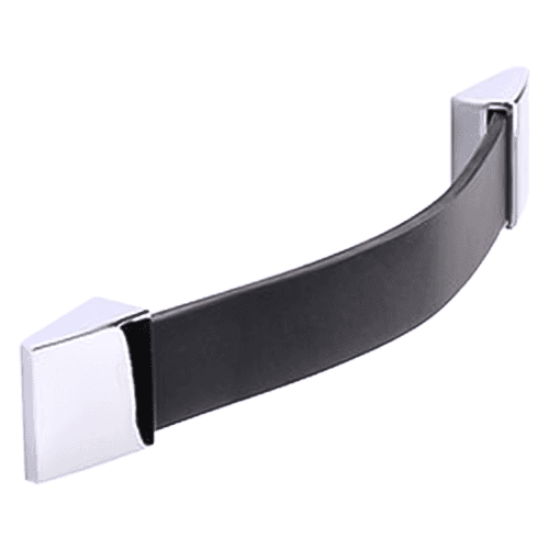 6-1/4" 2Z326 Series Cabinet Pull, Polished Chrome/Black Leather Main - Image
