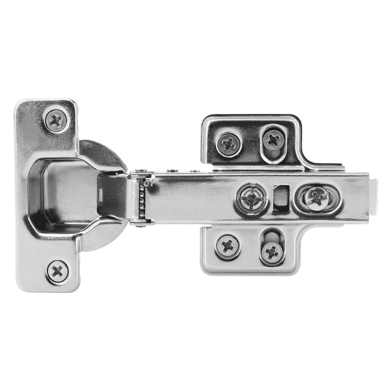 101° Opening Standard Euro Hinge with Damper, 19 Overlay, Stainless Steel, Screw-On Main - Image