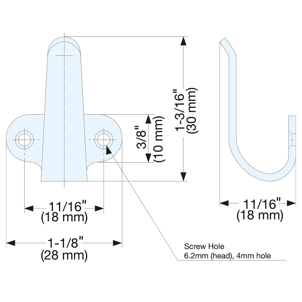 30mm Stainless Steel Hook, Satin Alt 3 - Image