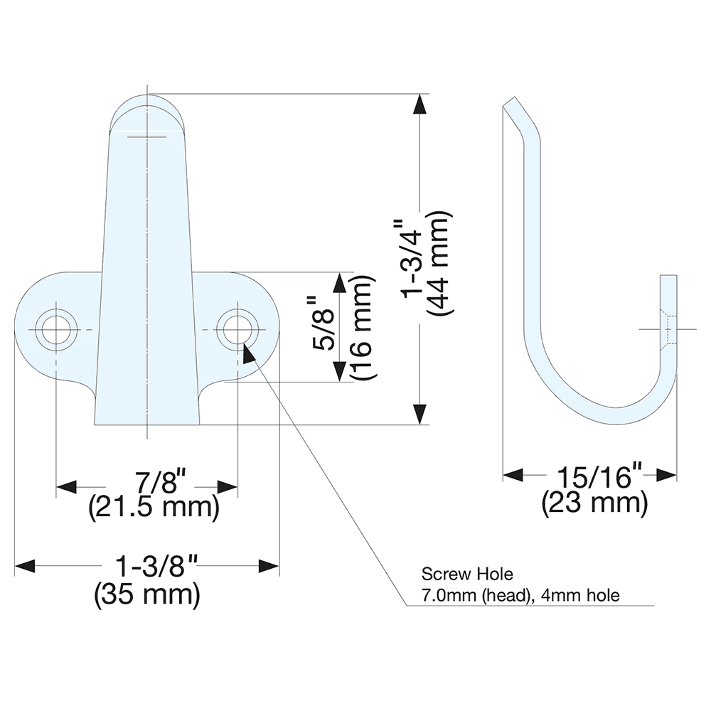 44mm Stainless Steel Hook, Satin Alt 3 - Image