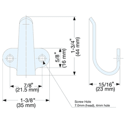 44mm Stainless Steel Hook, Satin Alt 3 - Image