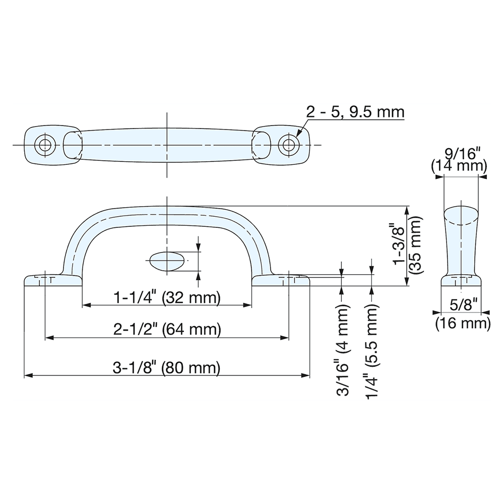 2-1/2" Cabinet Transom Handle Pull, Mirror Alt 4 - Image